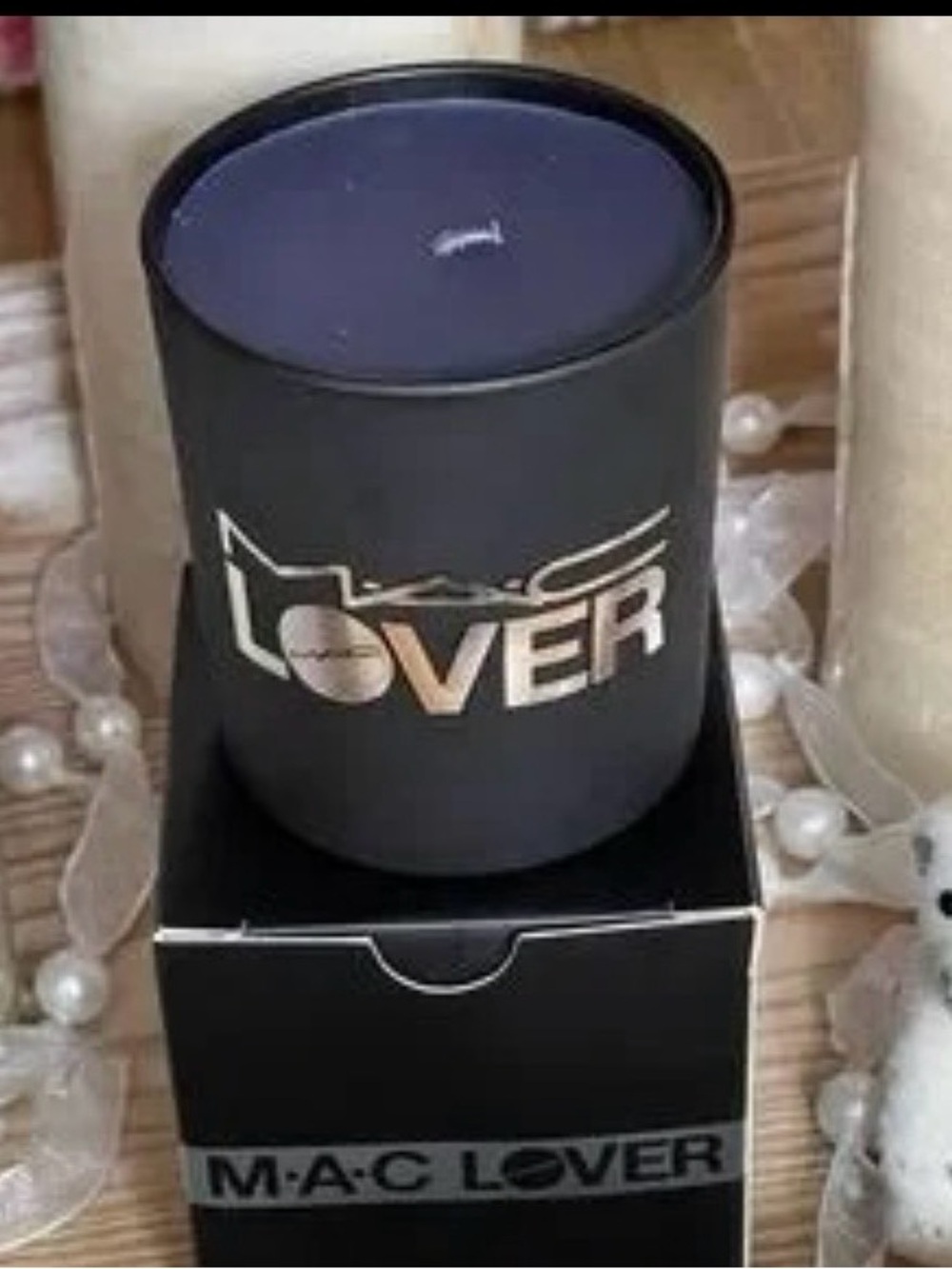 Love Black MAC LOVER Candle with White Logo